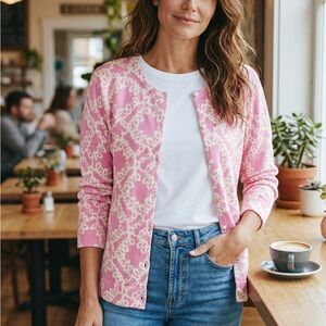 Lilly Pulitzer Pink and Cream Cardigan